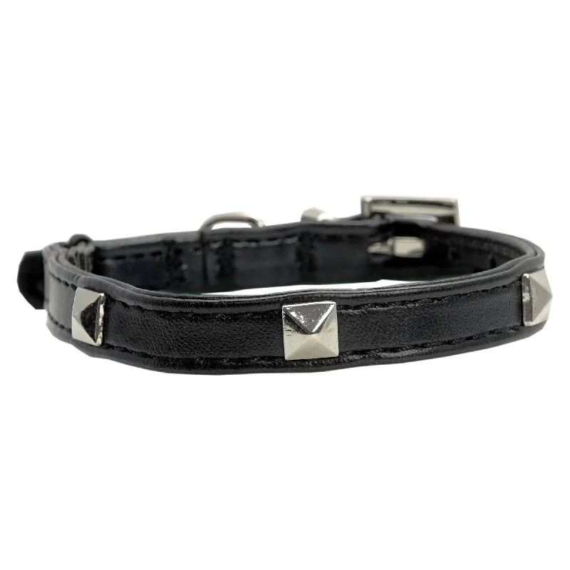 Dan & Sam - Vegan Leather Cat Collar (Black Square Stud)