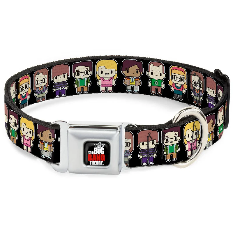 THE BIG BANG THEORY Full Color Black White Red Seatbelt Buckle Collar - Big Bang Theory Chibi Characters Black