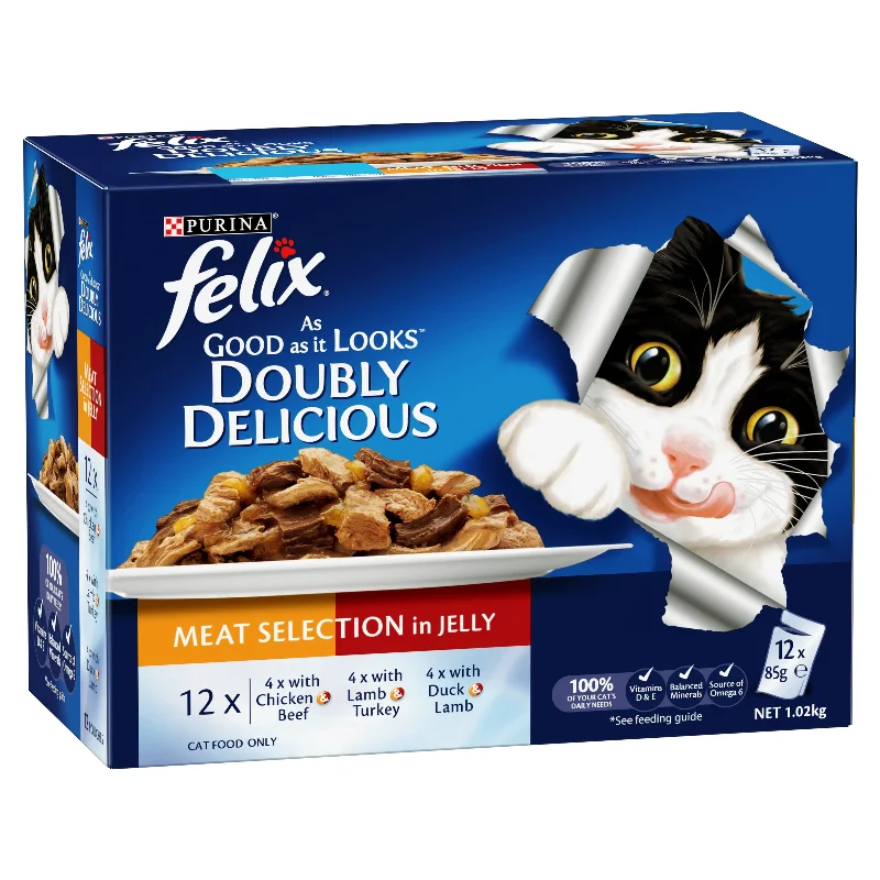 FELIX - Adult Doubly Delicious Meat Selection in Jelly Wet Cat Food (85g x 12pk)