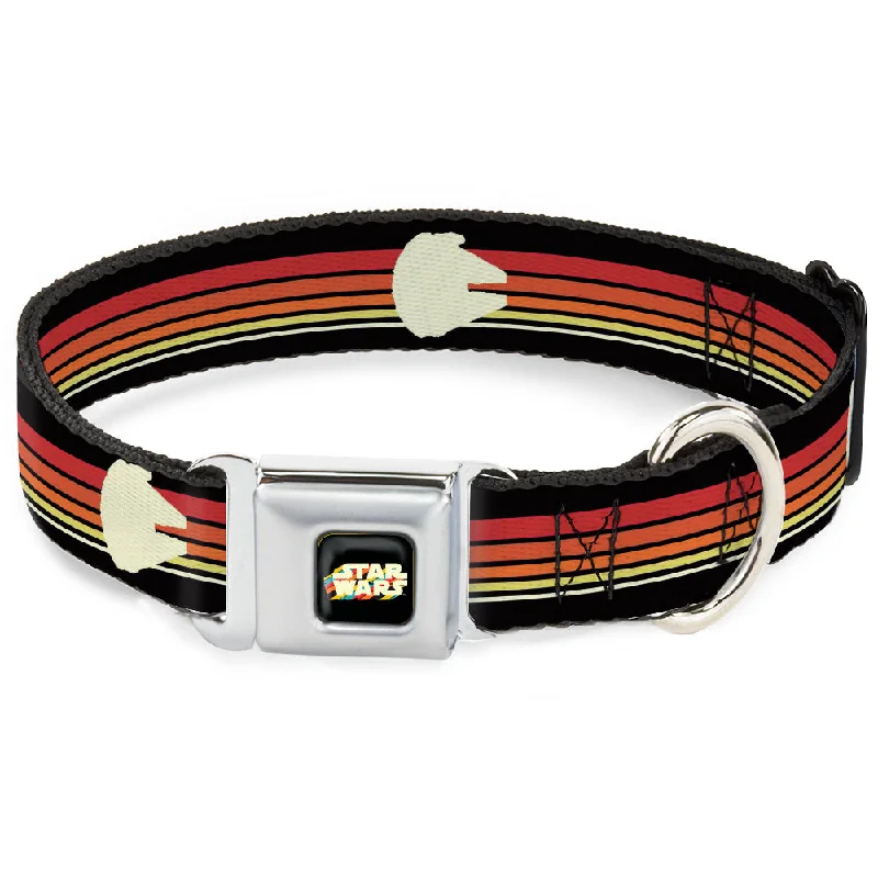 STAR WARS Stripe Logo Full Color Black/Multi Color Seatbelt Buckle Collar - Star Wars Millennium Falcon Stripe Black/Multi Color