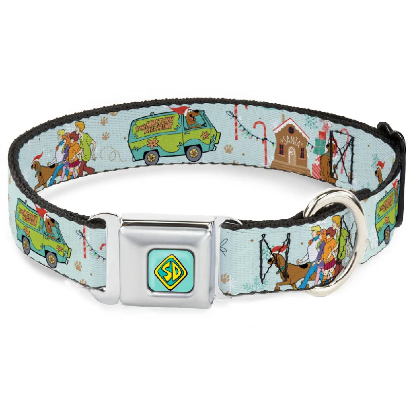 Scooby Doo SD Dog Tag Baby Blue Seatbelt Buckle Collar - Scooby Doo Holiday Scenes and Icons Baby Blue