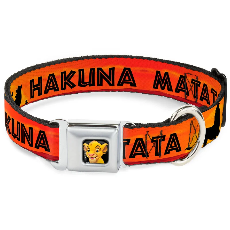 Simba2 CLOSE-UP Full Color Seatbelt Buckle Collar - Lion King HAKUNA MATATA Sunset Oranges/Black