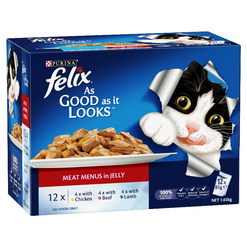 FELIX - Adult Meat Menus in Jelly Wet Cat Food (85g x 12pk)