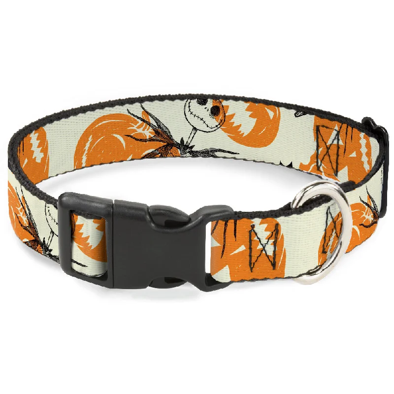 Plastic Clip Collar - The Nightmare Before Christmas Jack Pose and Pumpkins Collage Ivory/Orange/Black