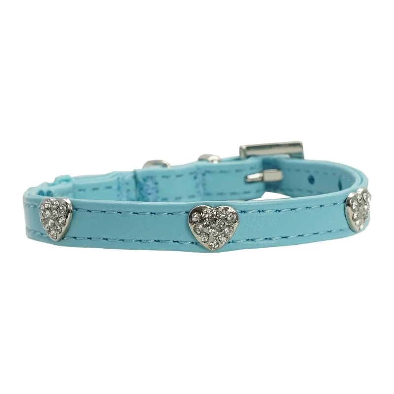 Dan & Sam - Vegan Leather Cat Collar (Blue Hearts)