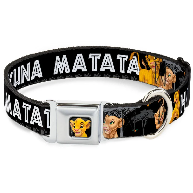 Simba2 CLOSE-UP Full Color Seatbelt Buckle Collar - Lion King Simba & Nala HAKUNA MATATA