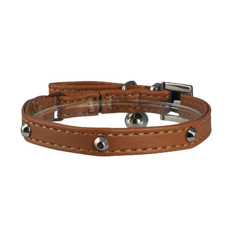 Dan & Sam - Vegan Leather Cat Collar (Tan Spike) - Large