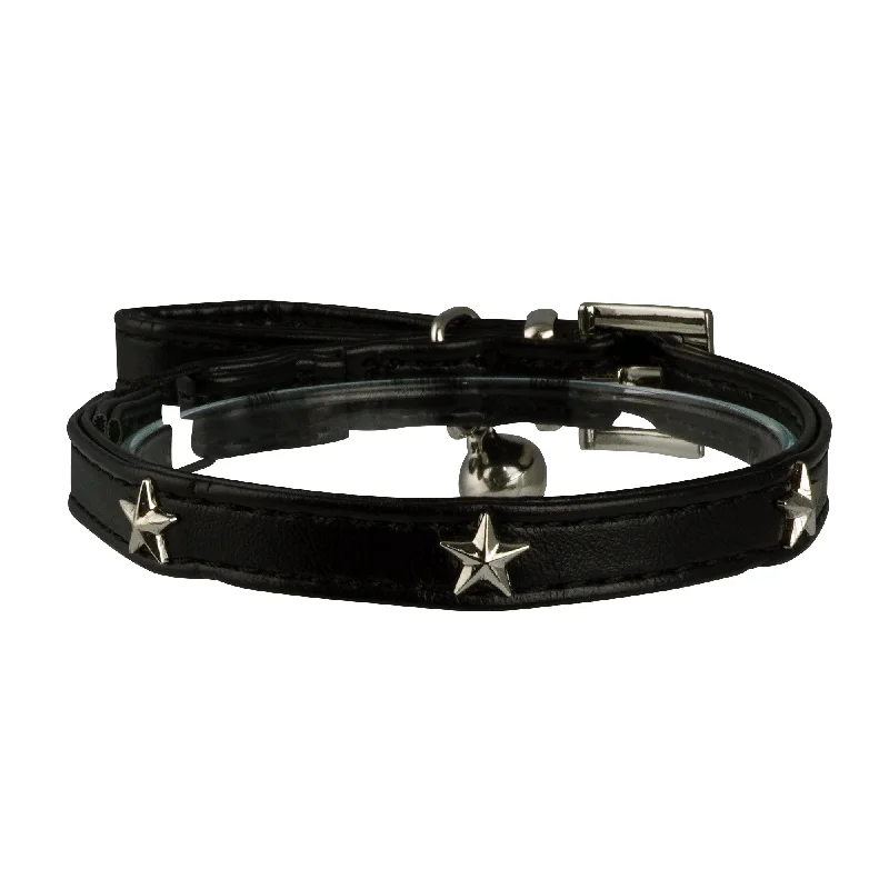 Dan & Sam - Vegan Leather Cat Collar (Black Geometric) - Small