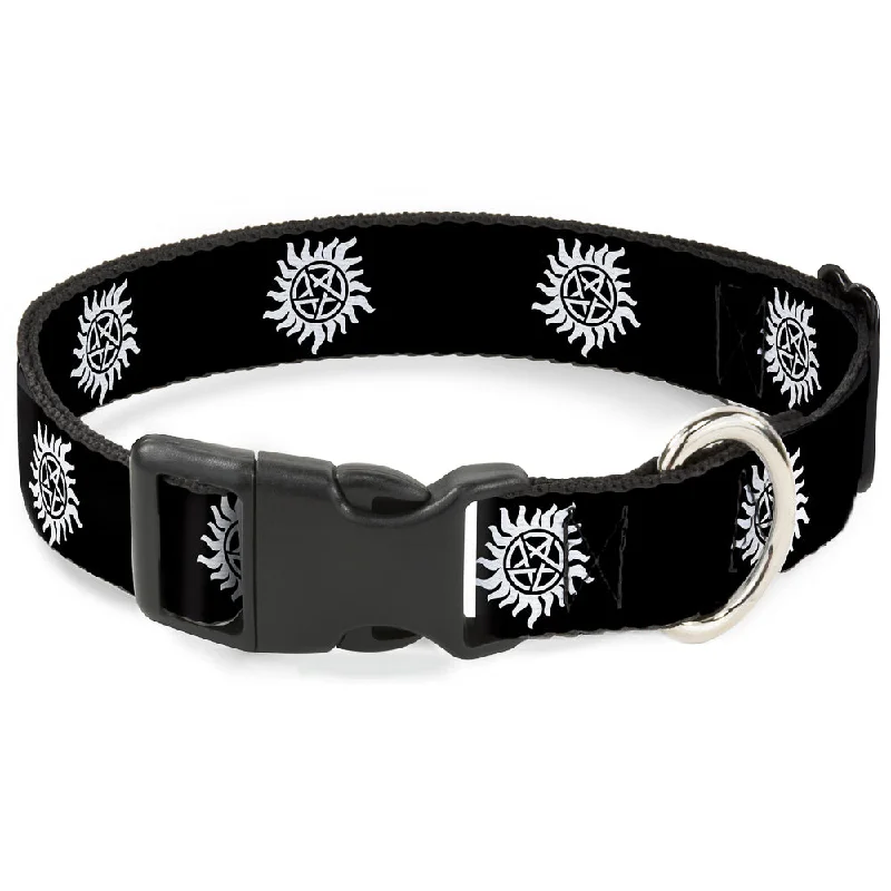 Plastic Clip Collar - Winchester Pentagram Repeat Black/White