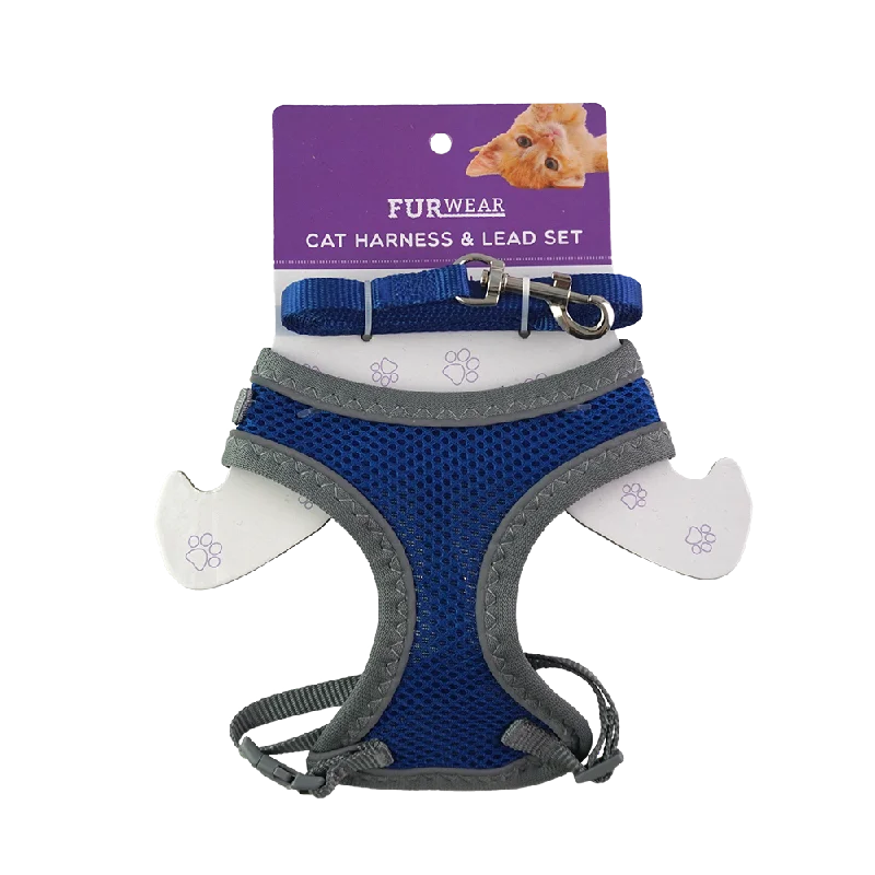 Furwear - Basic Cat Harness & Lead (Blue)