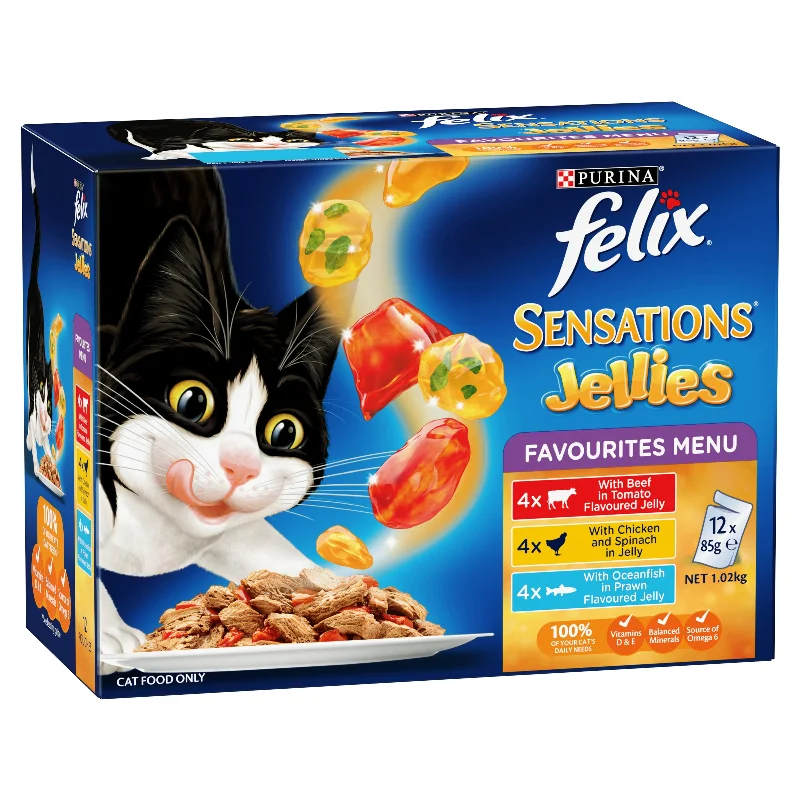 FELIX - Adult Sensations® Jellies Favourites Menu Wet Cat Food (85g x 12pk)