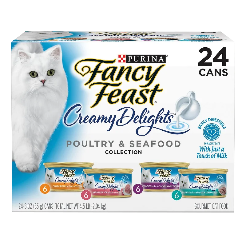 FANCY FEAST - Adult Creamy Delights Poultry & Seafood Collection Wet Cat Food (85g x 24pk)