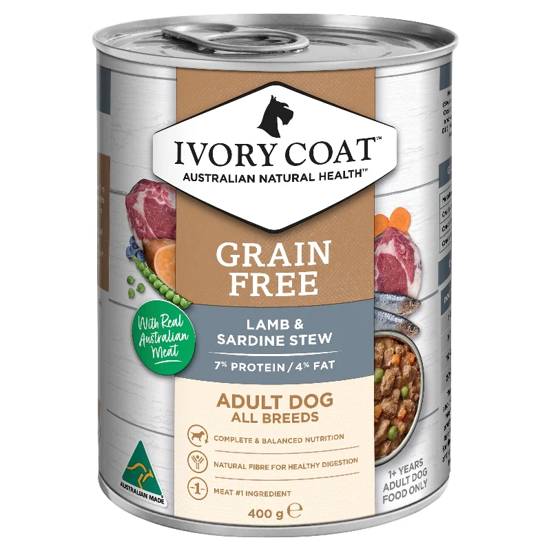 Ivory Coat - Grain Free Adult Wet Dog Food Lamb & Sardine Stew (400g)