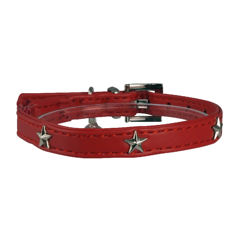 Dan & Sam - Vegan Leather Cat Collar (Red Geometric) - Large