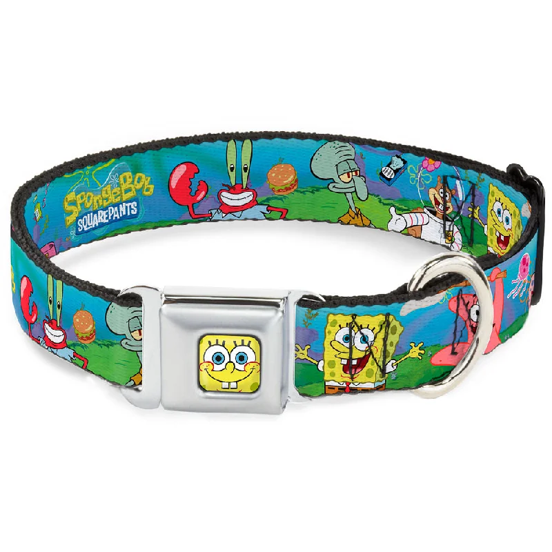 Sponge Bob Face CLOSE-UP Full Color Seatbelt Buckle Collar - SpongeBob and Friends/Logo