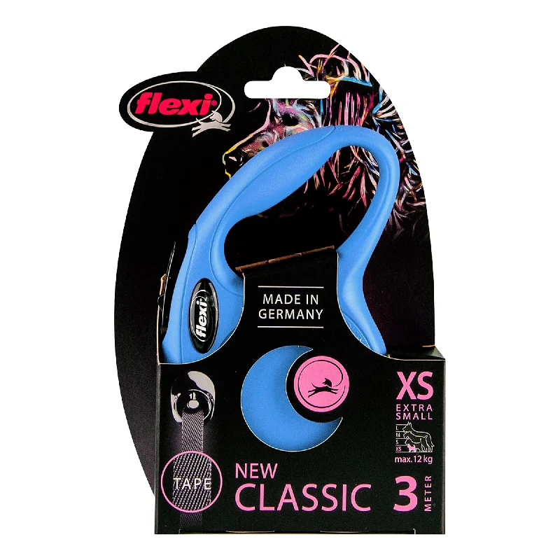 Flexi - New Classic Retractable Tape Lead for X-Small Dog Blue (3m)