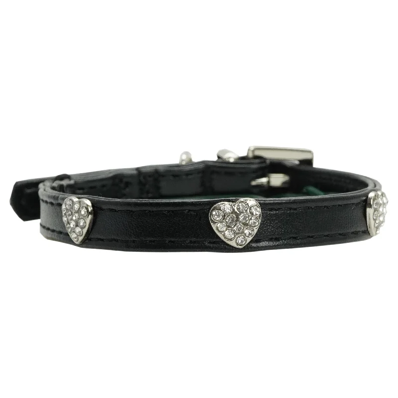 Dan & Sam - Vegan Leather Cat Collar (Black Hearts) - Large