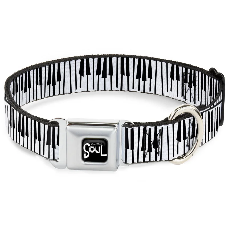 SOUL Text Logo Full Color Black/White Seatbelt Buckle Collar - Soul Piano Keys White/Black