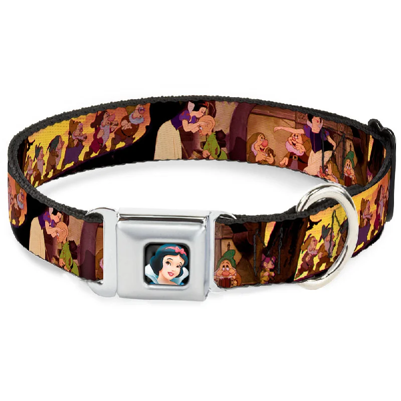 Snow White Full Color Black Seatbelt Buckle Collar - Snow White & the Seven Dwarfs Scenes