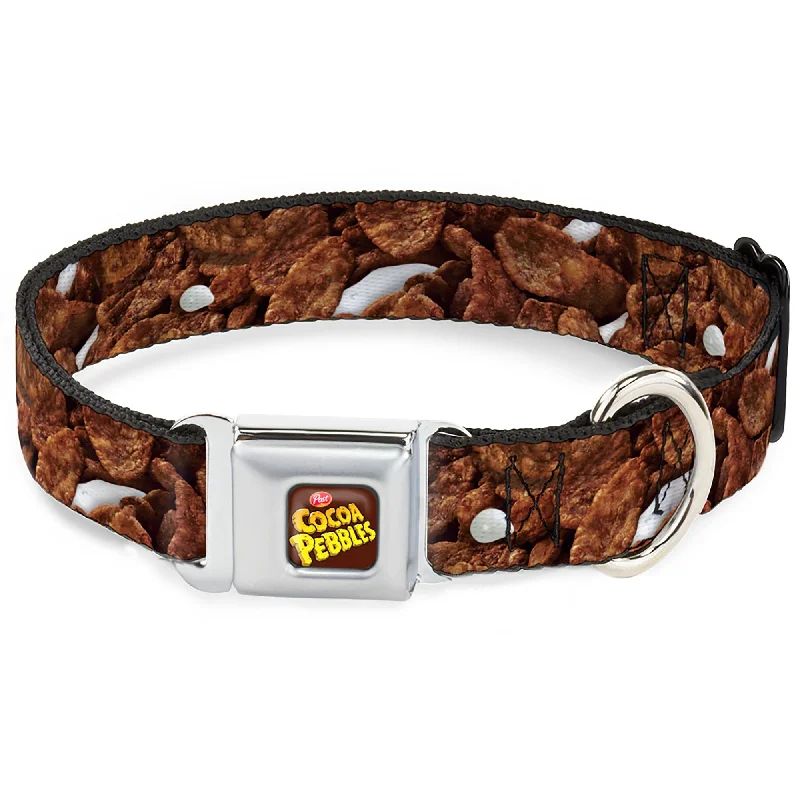 POST COCOA PEBBLES Logo Full Color Brown/Yellows Seatbelt Buckle Collar - Cocoa Pebbles Vivid Cereal CLOSE-UP Browns