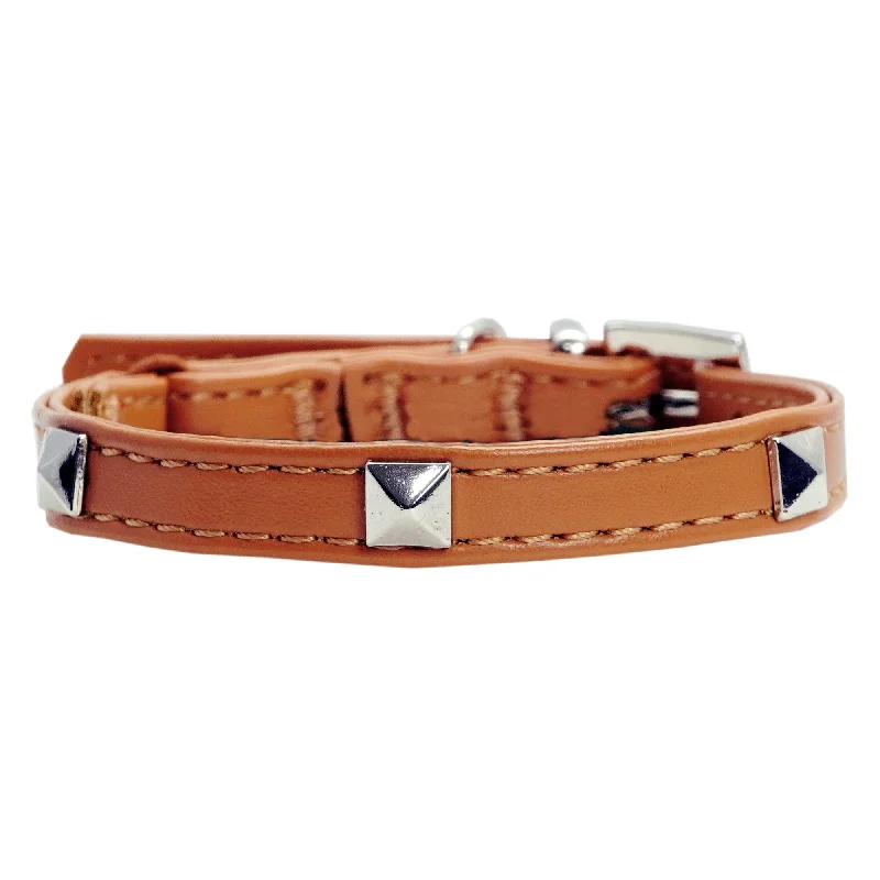 Dan & Sam - Vegan Leather Cat Collar (Tan Square Stud)