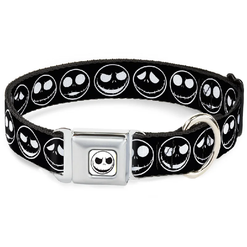 The Nightmare Before Christmas Jack Smiling Full Color White/Black Seatbelt Buckle Collar - The Nightmare Before Christmas Jack 5-Expressions Black/White