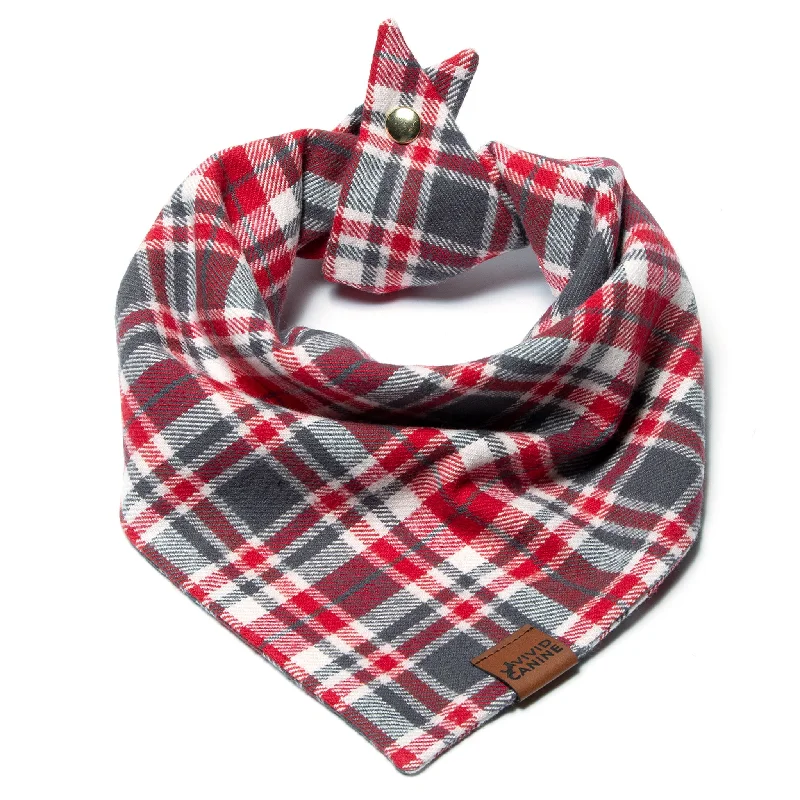 Dog Bandana - Red and Gray Plaid