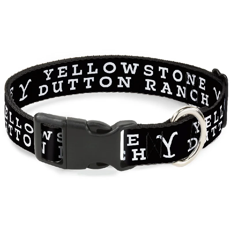 Plastic Clip Collar - YELLOWSTONE DUTTON RANCH and Logo Black/White