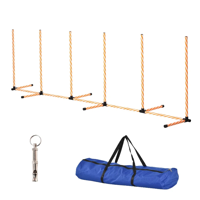 PawHut Dog Agility Weave Poles Training Obstacle Course Set With Whistle