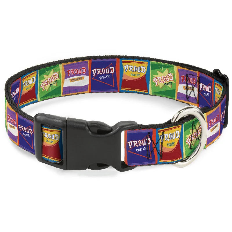 Plastic Clip Collar - The Proud Family PROUD SNACKS Logo Blocks Multi Color