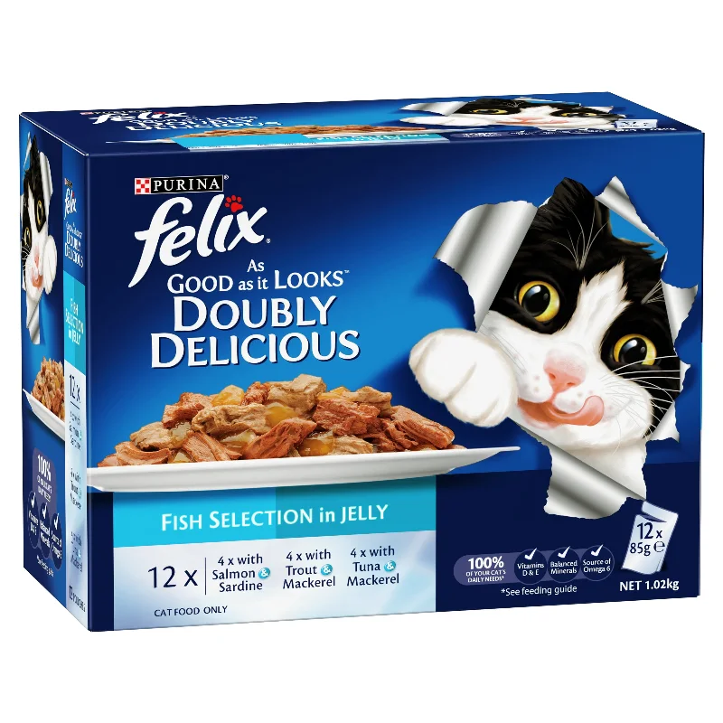 FELIX - Adult Doubly Delicious Fish Selection in Jelly Wet Cat Food (85g x 12pk)