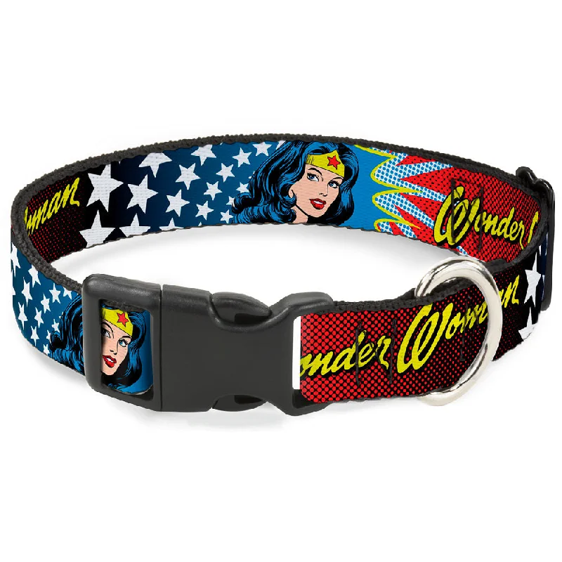 Plastic Clip Collar - Wonder Woman Face w/Stars