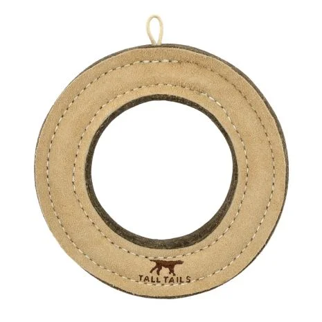 Tall Tails Natural Leather & Wool Ring Toy - 7"