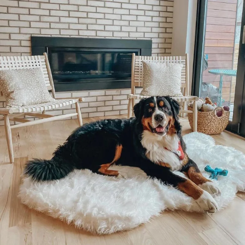 Memory Foam Dog Bed In Polar Bear Faux Fur (CLEARANCE)