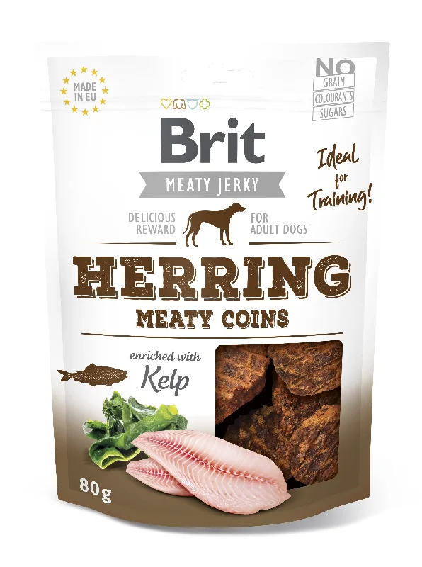 BRIT Meaty Jerky, medaljoni, haringa, obogaćeno kelp algom, 80 g