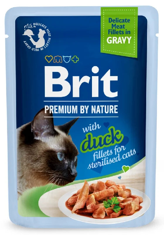 BRIT PREMIUM By Nature plic pentru pisici sterilizate, file cu Raţă în sos 85g