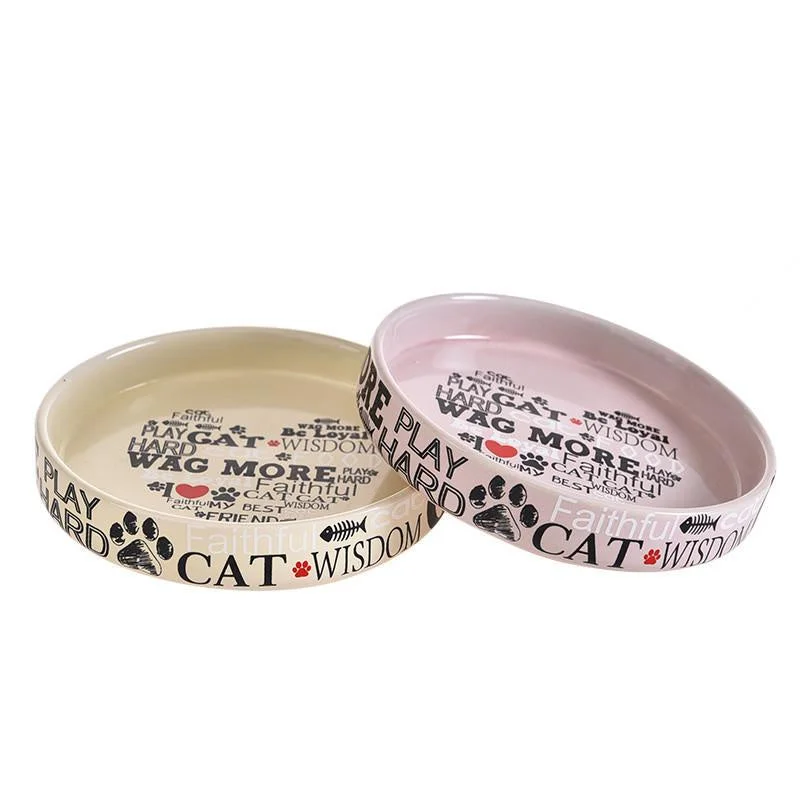 Ceramic Cat Bowl With Love Heart - Yellow