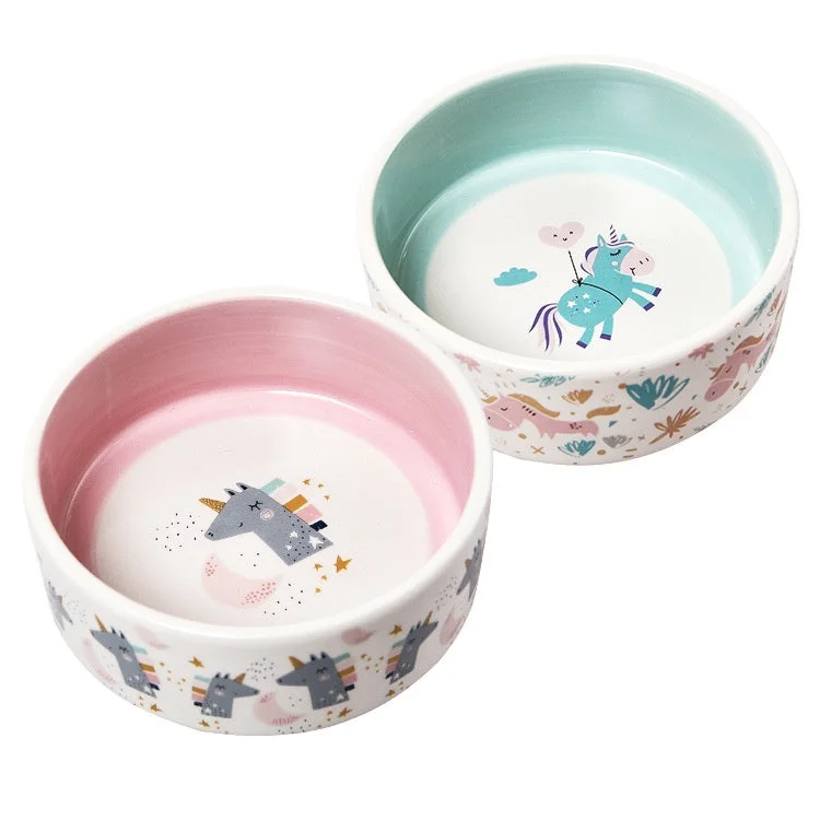 Ceramic Cat Bowl With Unicorn