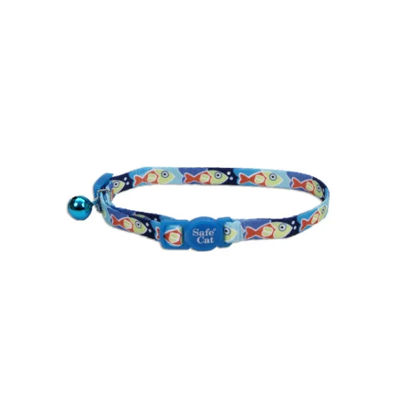 COASTAL Safecat Fashion Breakaway Collar 12", Fish Blue