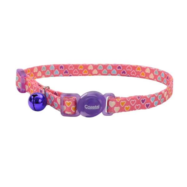 COASTAL Safecat Fashion Breakaway Collar 12", Multicoloured Hearts