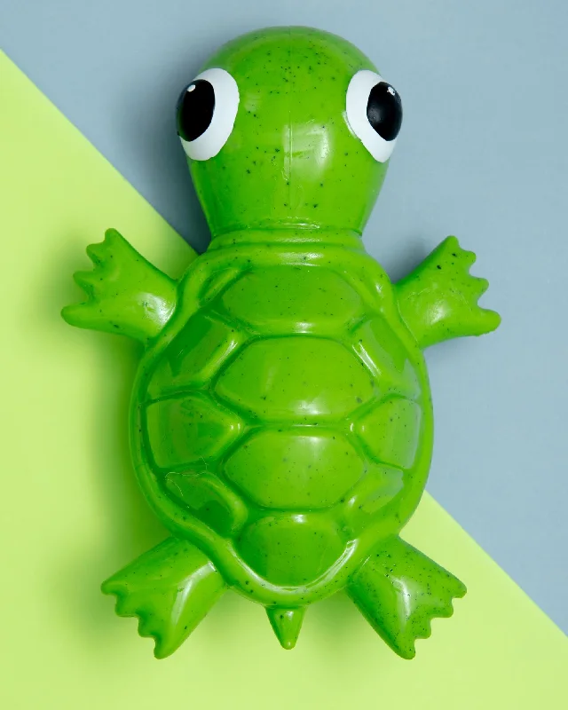 Rubber Squeaky Turtle Treat Dog Toy in Green