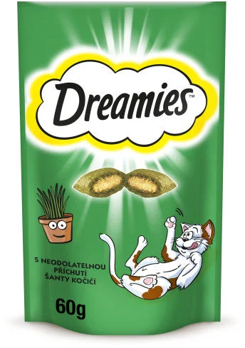 DREAMIES Recompense pentru pisici, cu aromă de iarba piscii 60g