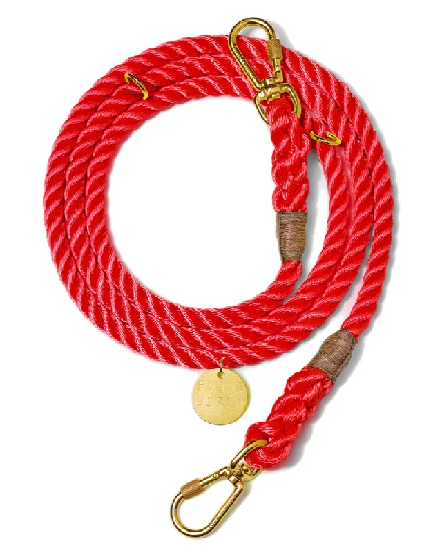 Adjustable Rope Lead in Red (FINAL SALE)