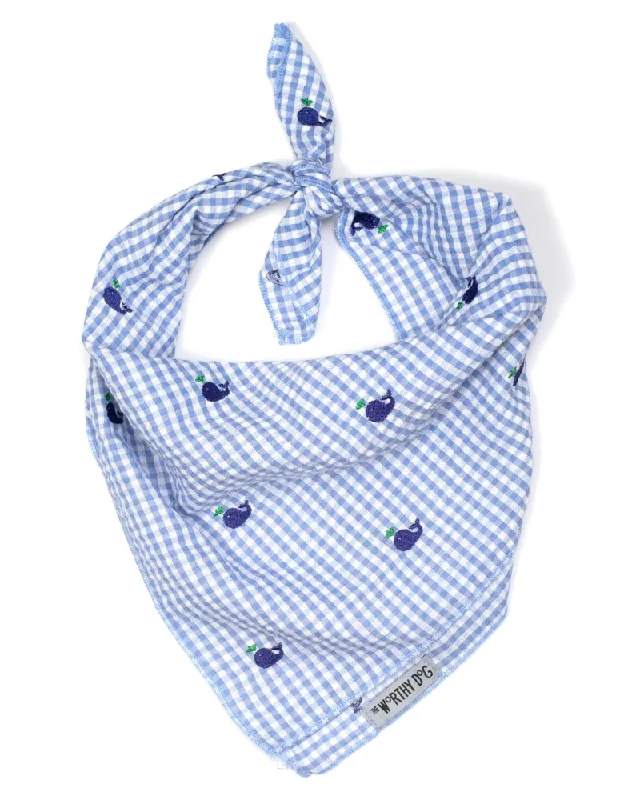 Gingham Seersucker Whale Dog Bandana