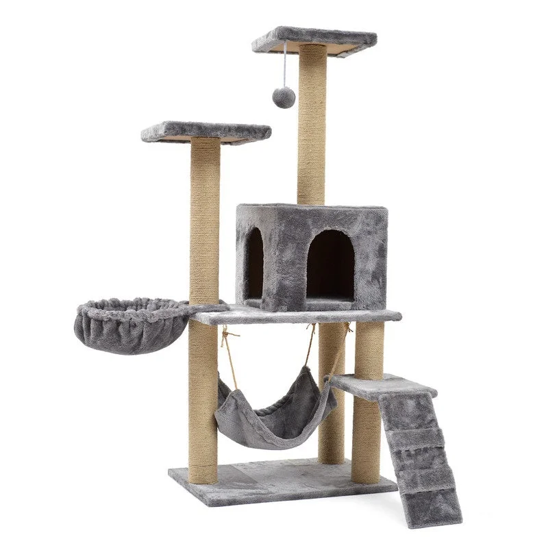 4. Habibi Pets Beige/Grey Cat Tree 50 x 40 x 127cm