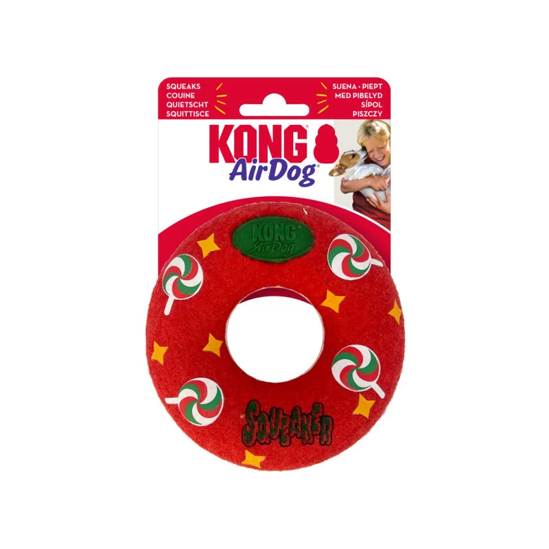 KONG Igračka za pse Holiday AirDog Squeaker Donut M, zvučna, 19,05x12,07x5,08 cm