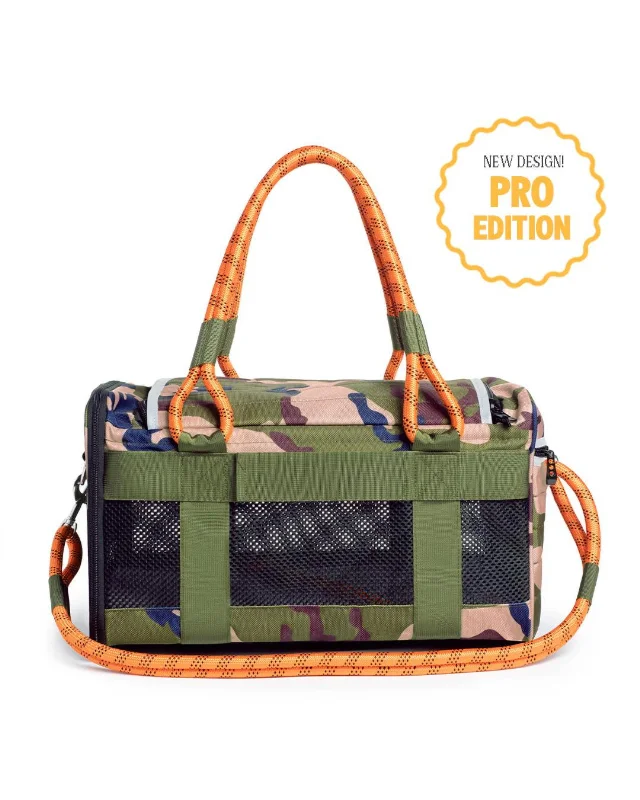 Out-Of-Offfice Pet Carrier Pro Edition in Camo with Orange Straps