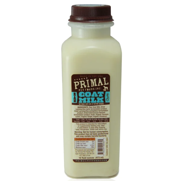 PRIMAL Frozen Raw Goat's Milk, 473ml (16oz)