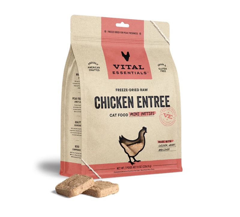 VITAL ESSENTIALS Freeze-Dried Chicken Mini Patties, 227g (8oz)