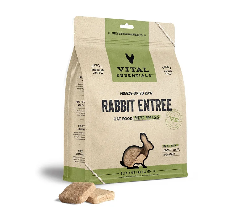 VITAL ESSENTIALS Freeze-Dried Rabbit Mini Patties, 227g (8oz)